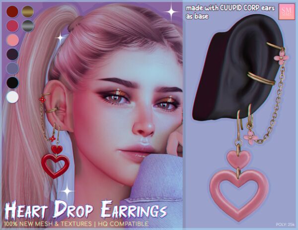 Honey | Heart Drop Earrings Sims 4 CC