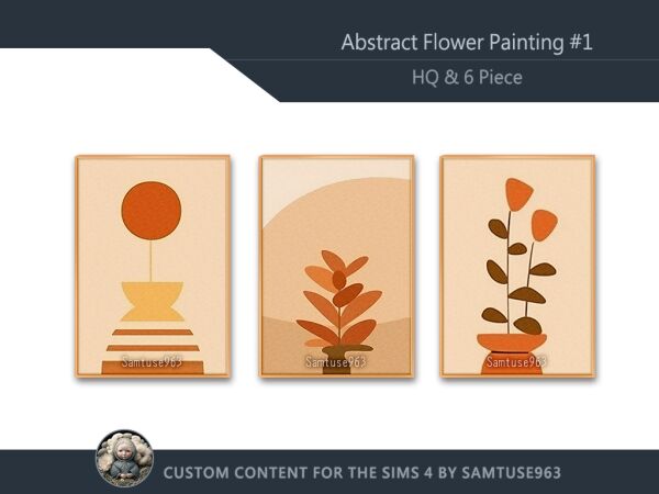 Stunning HQ Abstract Flower Painting for Your Space Sims 4 CC