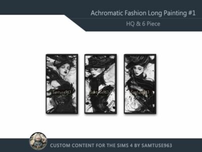 Stylish HQ Achromatic Long Fashion Painting Sims 4 CC