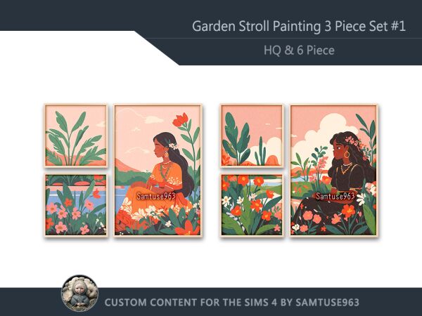 HQ Garden Stroll Painting Set Sims 4 CC