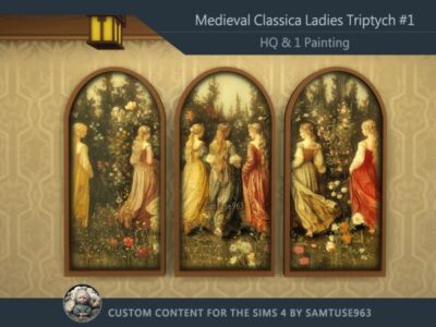 HQ Medieval Classical Ladies Triptych #1 Sims 4 CC