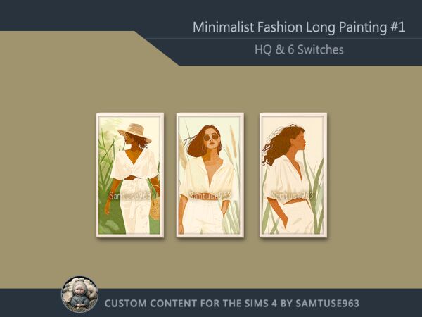 Stunning Minimalist Long Painting for Your Space Sims 4 CC