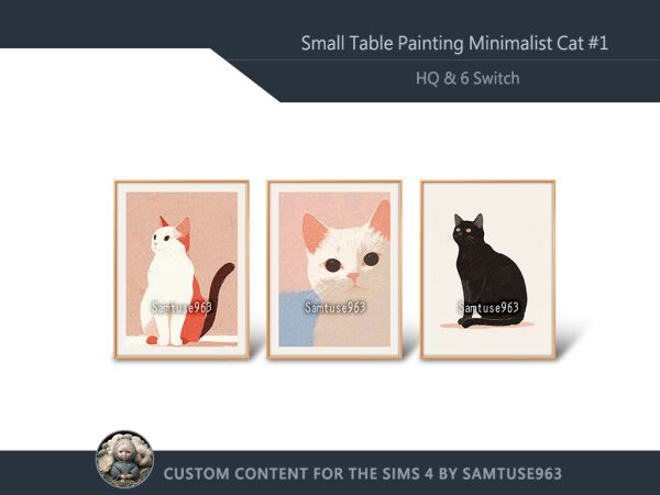 Minimalist Cat Painting for Your Decor Sims 4 CC