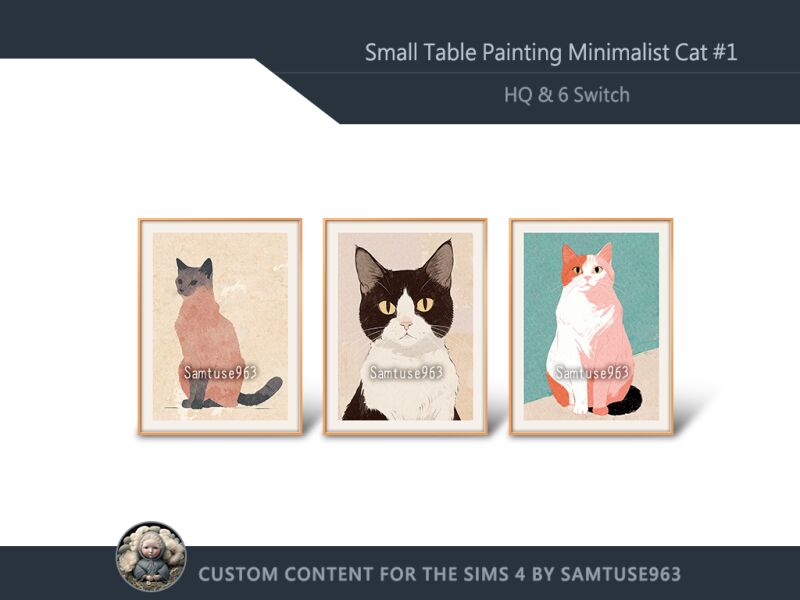 sims 4 cc hq small table painting minimalist cat 1 by samtuse963 2