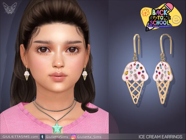 Adorable Ice Cream Earrings for Kids Sims 4 CC