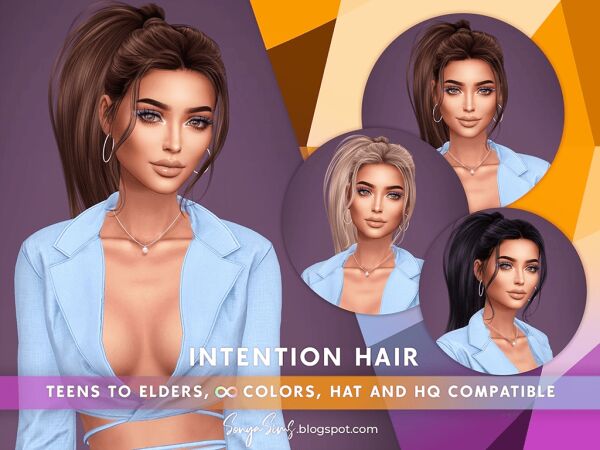 Casual Ponytail Hair Style Sims 4 CC