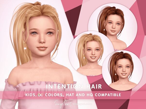 Stylish Kids Ponytail Hair Sims 4 CC