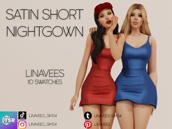 Jane – Satin Short Nightgown Sims 4 CC