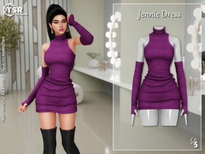 Stylish Jennie Dress by WisteriaSims Sims 4 CC