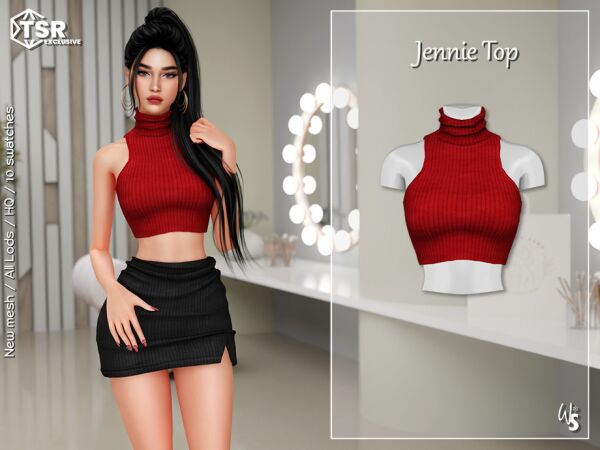 Stylish Jennie Top by WisteriaSims Sims 4 CC