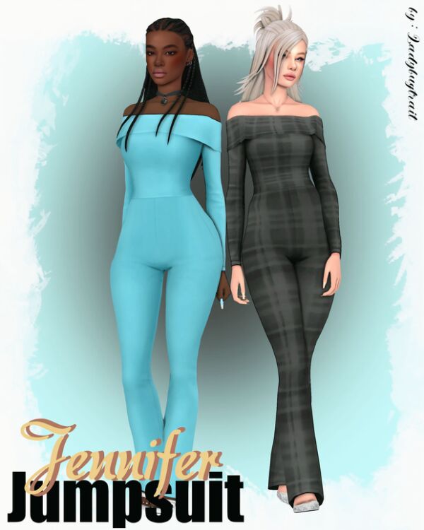 Stylish Jennifer Off Shoulder Jumpsuit Sims 4 CC