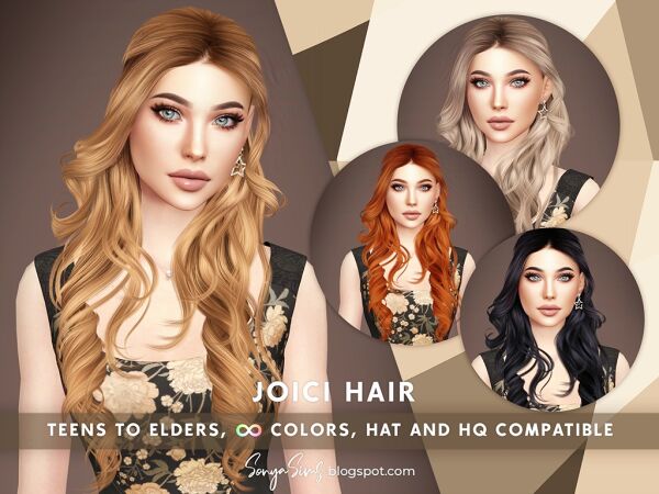 Joici Hair: Long Curls for All Ages Sims 4 CC