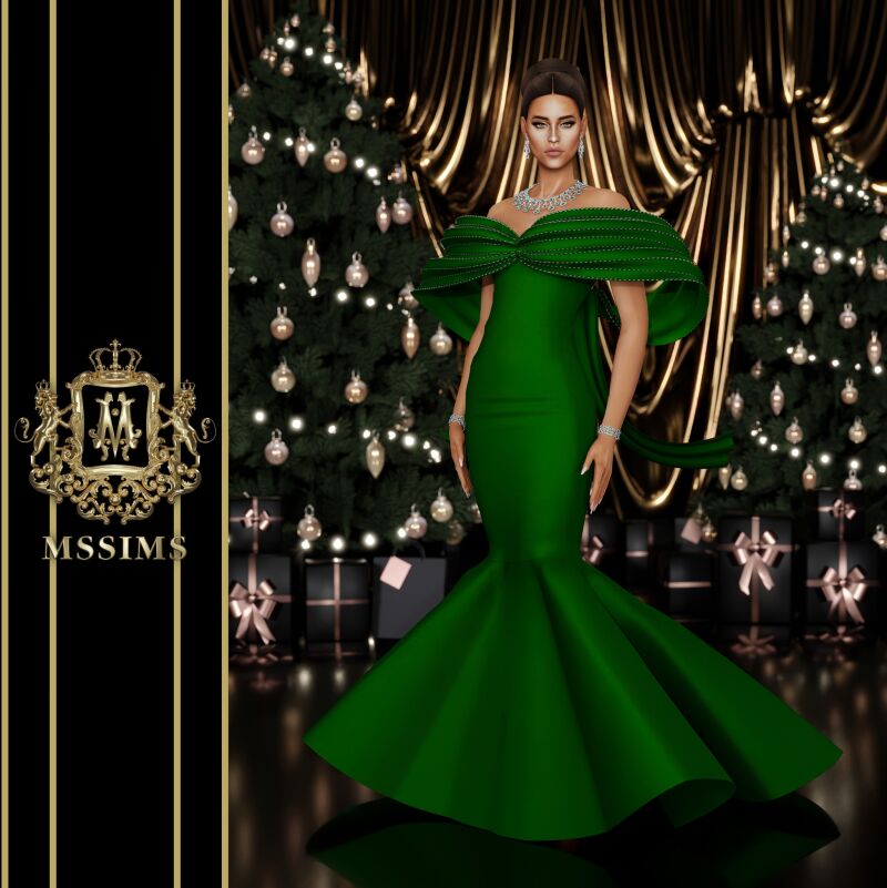 sims 4 cc jollybum xmas 2024 gown by mssims4 2