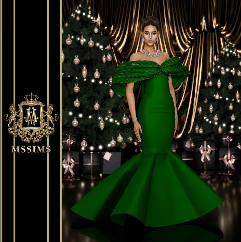 sims 4 cc jollybum xmas 2024 gown by mssims4 3