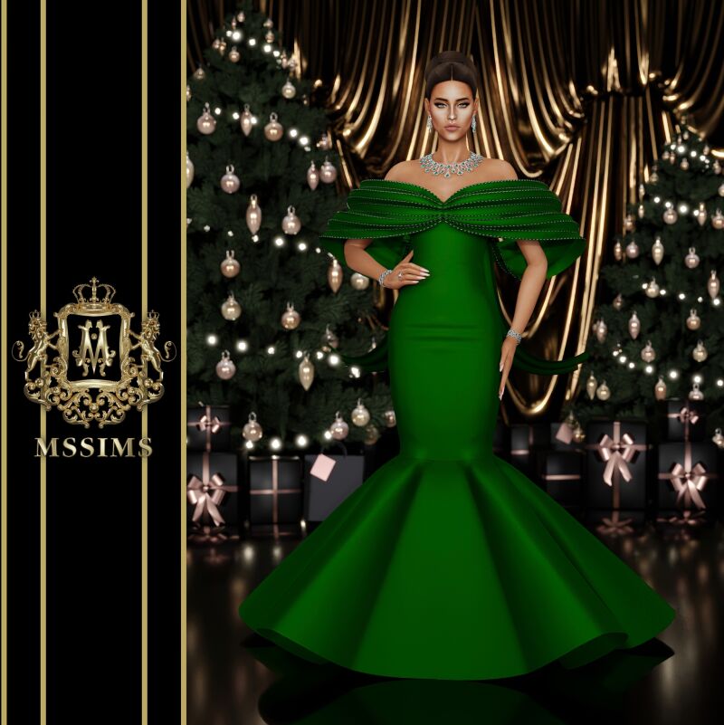 sims 4 cc jollybum xmas 2024 gown by mssims4 4