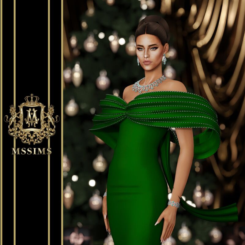 sims 4 cc jollybum xmas 2024 gown by mssims4 6