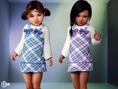 Kanako – Chic Plaid Dress for Toddlers Sims 4 CC