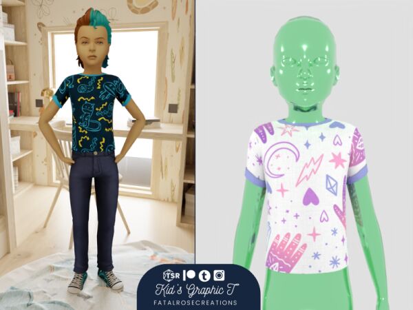 Unisex Kid’s Graphic T-shirt Sims 4 CC