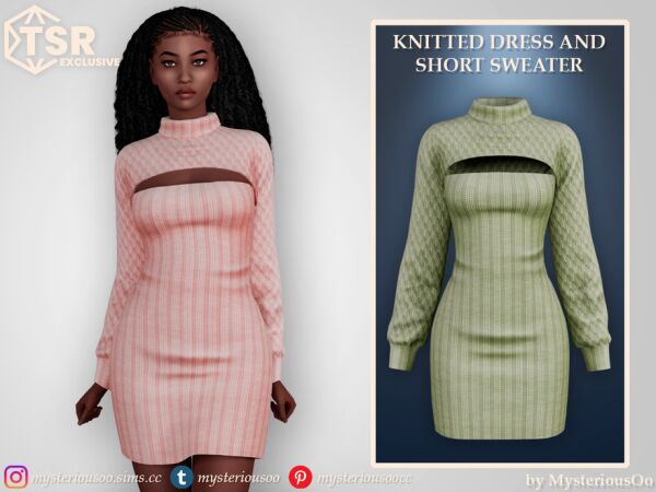 Chic Knitted Dress and Sweater Ensemble Sims 4 CC