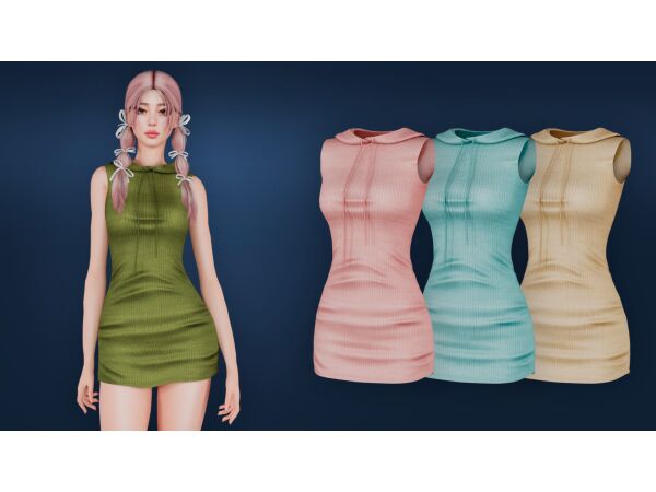 Stylish Knitted Tunic with Hood Sims 4 CC