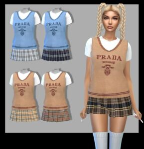 Chic Knitted Vest and Mini Skirt Combo Sims 4 CC