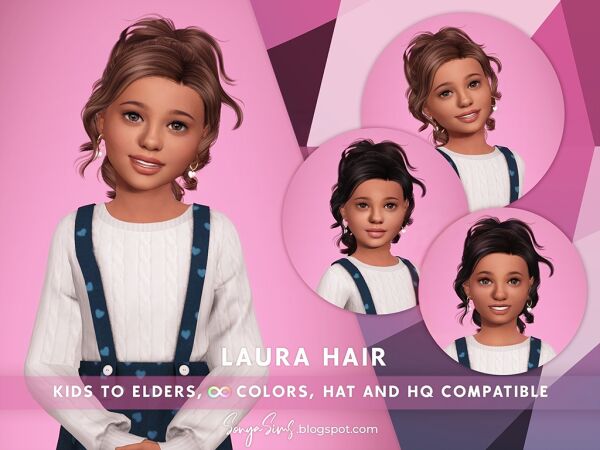 Laura Hair for Kids (Bangs Included) Sims 4 CC