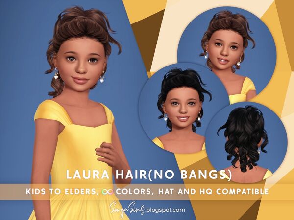 Laura Hair for Kids (No Bangs) Sims 4 CC