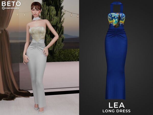 Lea Long Dress by Beto_Ae0 Sims 4 CC