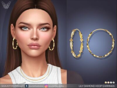 Lily Diamond Hoop Earrings Sims 4 CC