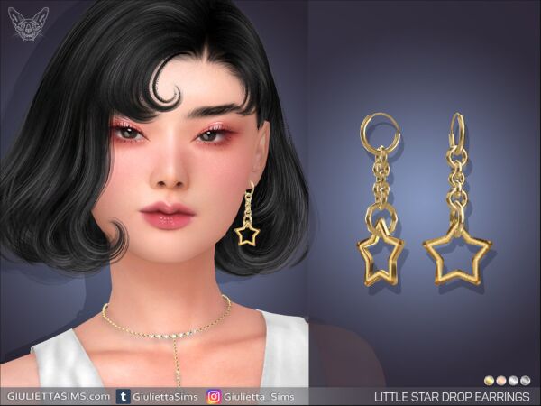 Stunning Little Star Drop Earrings Sims 4 CC