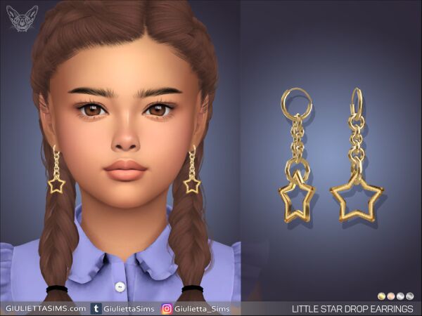 Little Star Drop Earrings for Kids Sims 4 CC