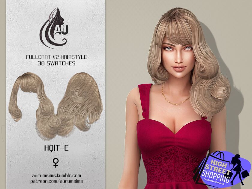 Long Wavy Hairstyle with Bangs | Aurum Sims 4 CC