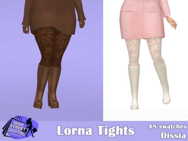 Floral Themed Semi-Transparent Tights Sims 4 CC