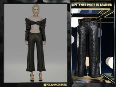 Sleek Low Waist Leather Pants Sims 4 CC