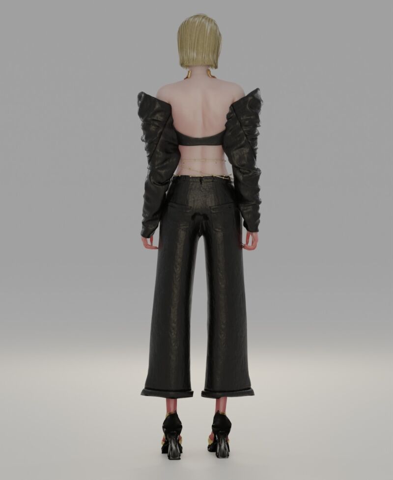 sims 4 cc low waist pants in leather 3