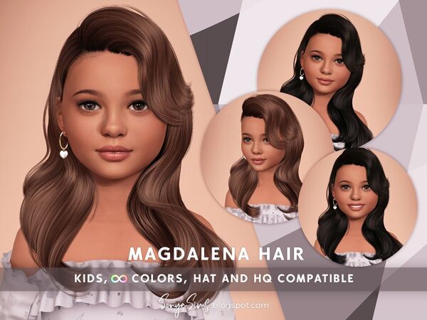 Magdalena Hair for Kids – Style 1 Sims 4 CC