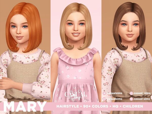 Mary Hairstyle for Children – No Bangs Sims 4 CC