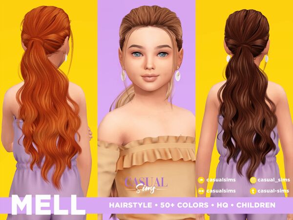 Mell Hairstyle for Kids Sims 4 CC