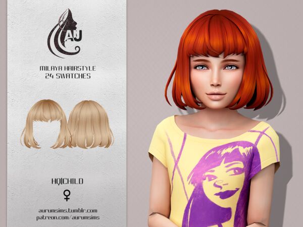 Milaya – Child Hairstyle by AurumMusik Sims 4 CC