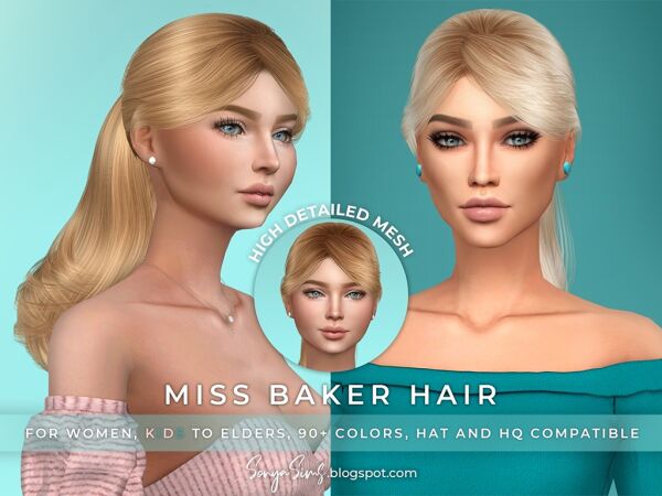 Miss Baker Hair Sims 4 CC