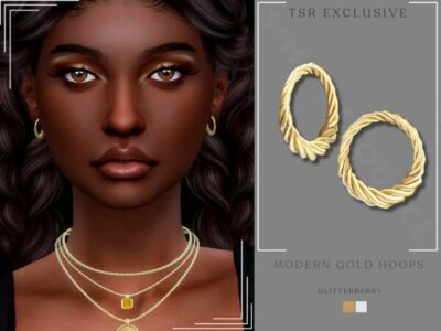 Modern Gold Hoops: Stylish Accessories Sims 4 CC