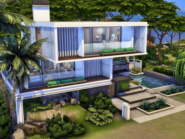 Stunning Modern Hill House Sims 4 CC