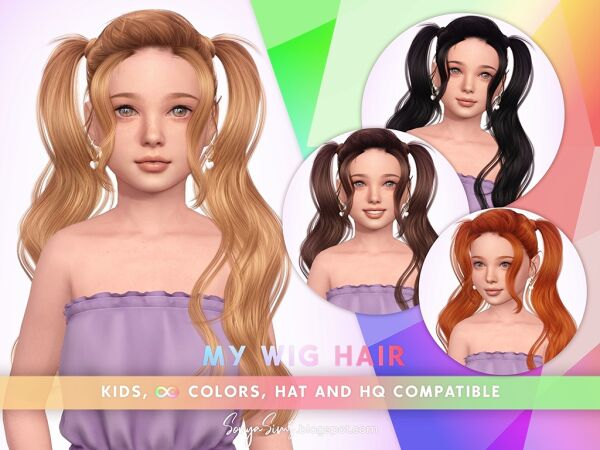 Stylish Long Wavy Hair for Kids Sims 4 CC