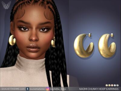 Naomi Chunky Hoop Earrings Sims 4 CC