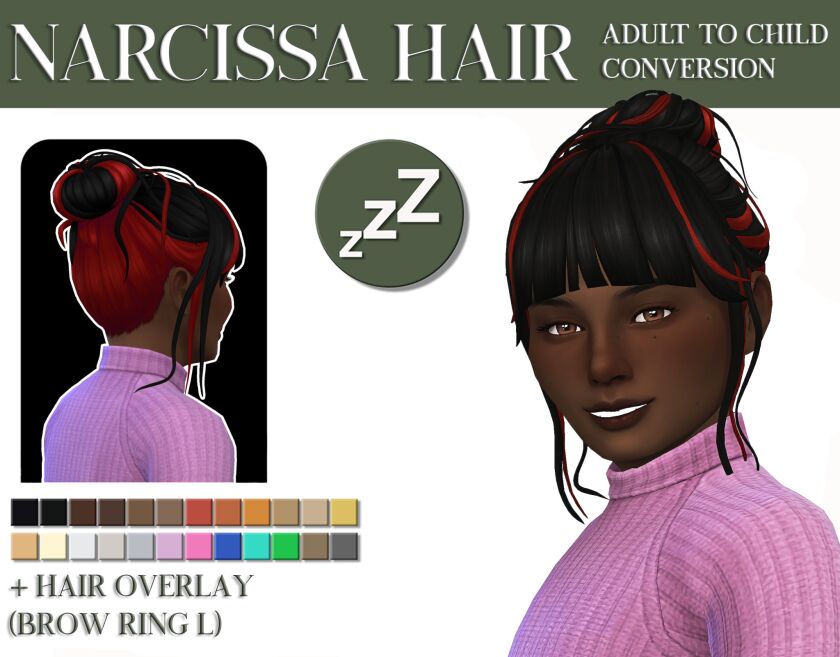 Narcissa Hair + Overlay Sims 4 CC