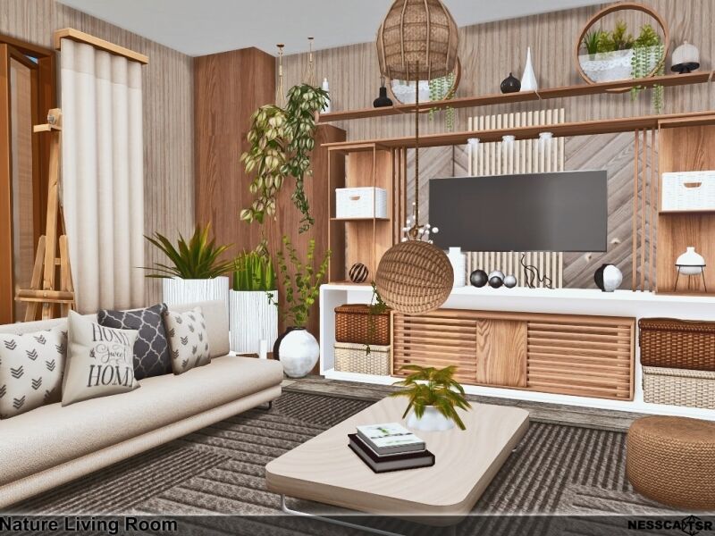 sims 4 cc nature living room 3