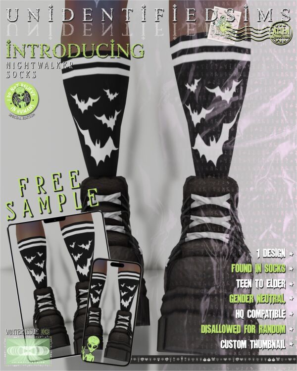 Nightwalker Socks – Free Sample Sims 4 CC