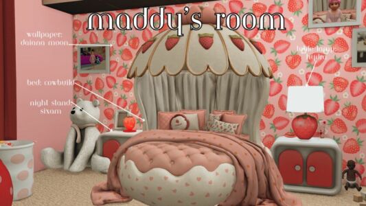 Maddie’s Adorable Strawberry Shortcake Themed Room Sims 4 CC