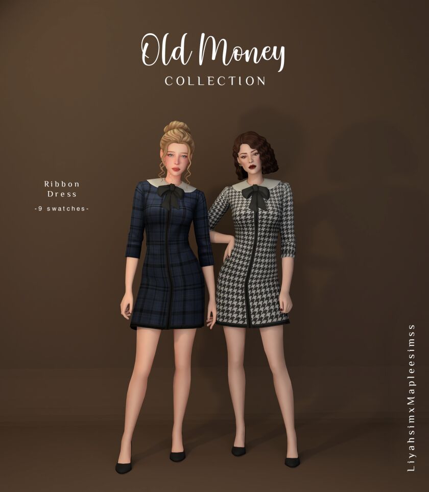 Old Money Collection – Ribbon Dress Sims 4 CC