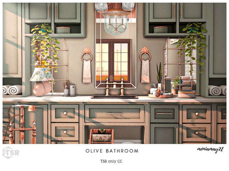 sims 4 cc olive bathroom 2